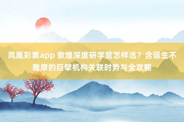 凤凰彩票app 敦煌深度研学营怎样选？含诞生不雅摩的巨擘机构关联时势与全攻略