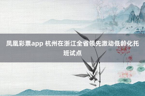 凤凰彩票app 杭州在浙江全省领先激动低龄化托班试点