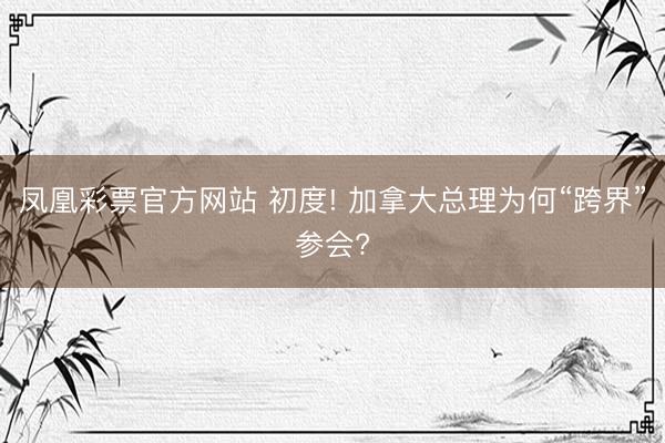 凤凰彩票官方网站 初度! 加拿大总理为何“跨界”参会?