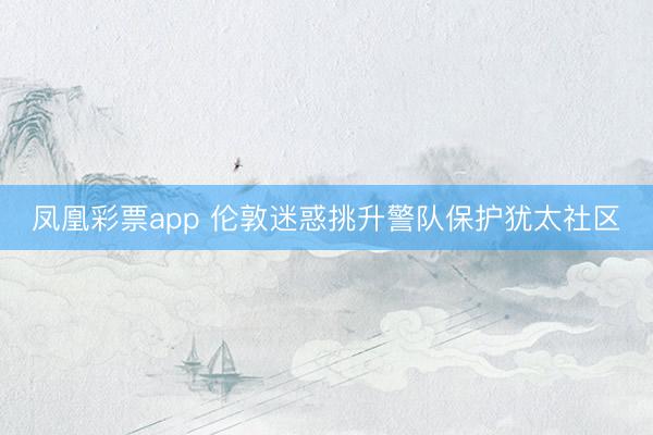 凤凰彩票app 伦敦迷惑挑升警队保护犹太社区