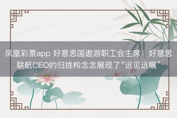 凤凰彩票app 好意思国遨游职工会主席：好意思联航CEO的归拢构念念展现了“远见远瞩”