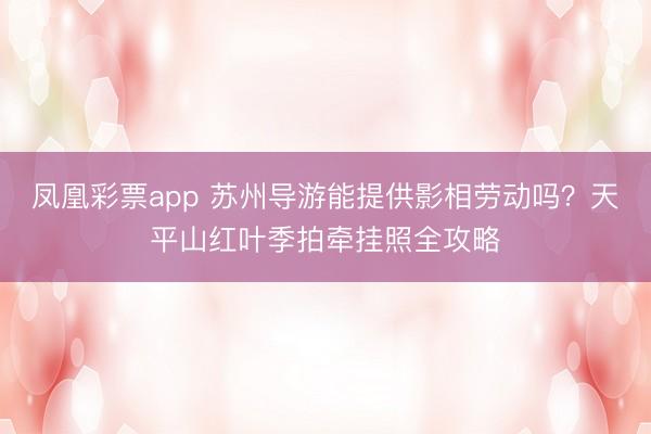 凤凰彩票app 苏州导游能提供影相劳动吗？天平山红叶季拍牵挂照全攻略